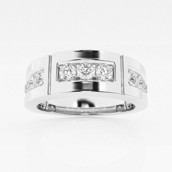 1 ctw Round Lab Grown Diamond Men's Wedding Band - Picture 1 of 4